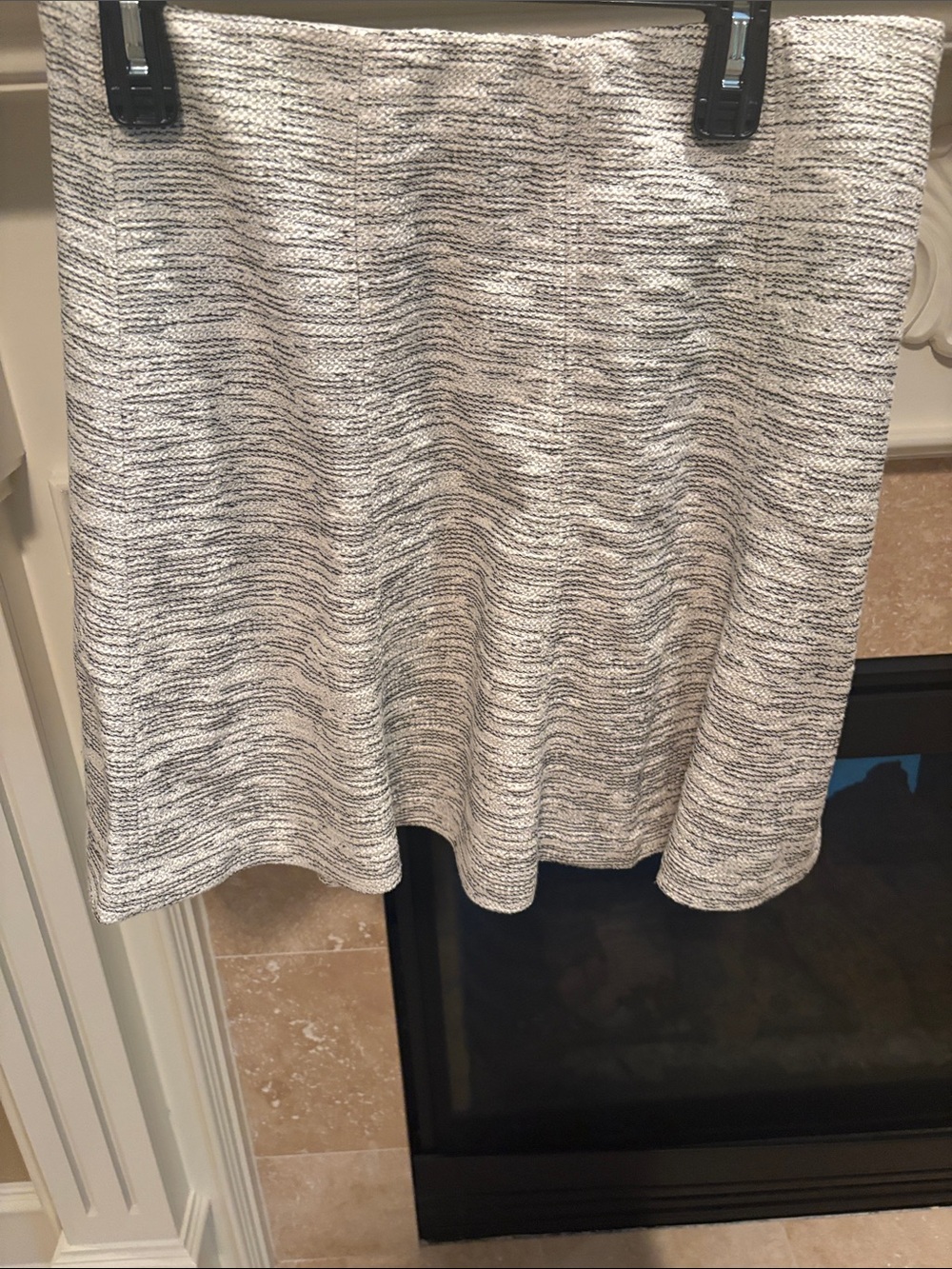 LOFT Cream and Black A-Line Textured Skirt